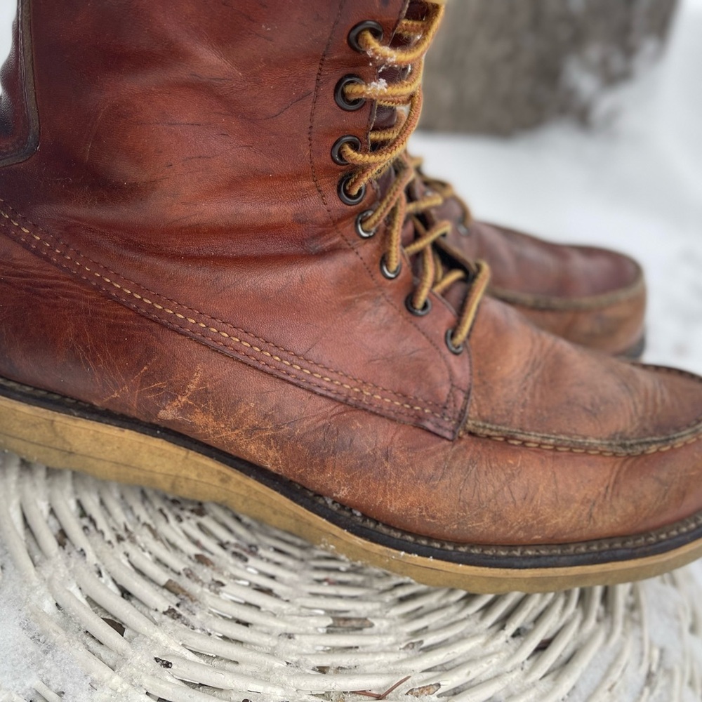 ❌SOLD❌ Vintage Red Wing Irish Setter Moc Toe Work Boots Combat Leather 60s 12 - Picture 7 of 15